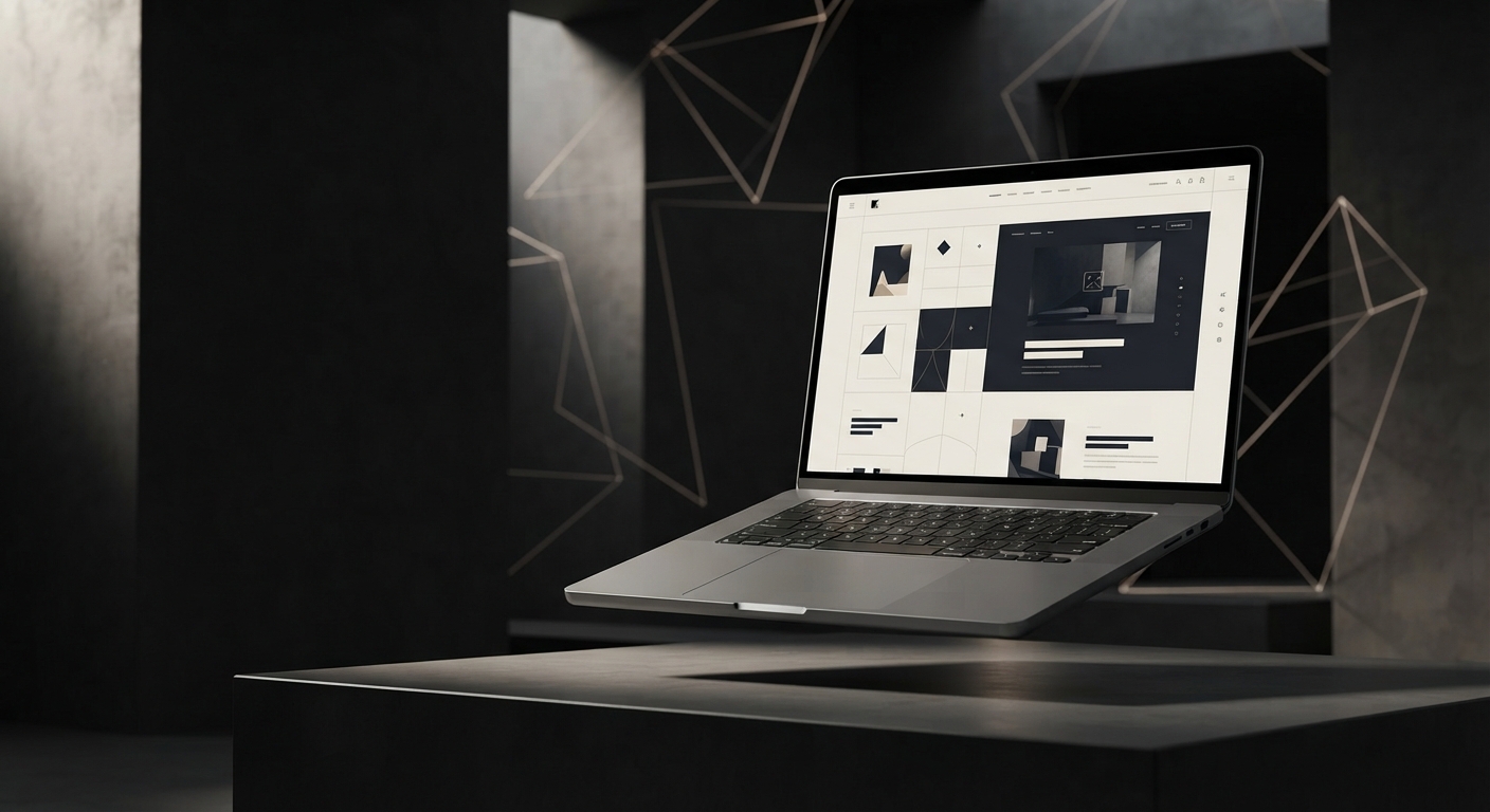 A laptop showing a designed website on screen